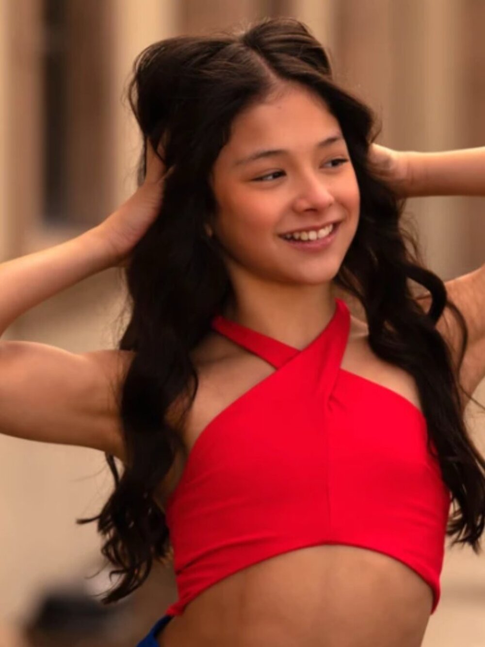 Honeycut Swan Top Red Cross Halter Dance Crop Bra Child Medium CM